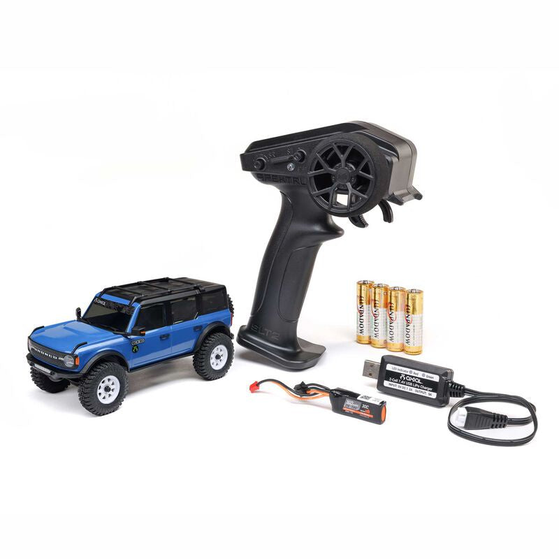 Axial 1/30 SCX30 Ford Bronco 4X4 RTR Brushed Rock Crawler (Battery & Charger Included), Blue