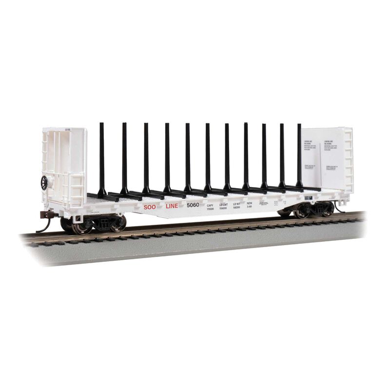 Bachmann Trains 52' Centerbeam Bulkhead Flatcar - Ready to Run -- Soo Line #5060 (white) - BAC12906