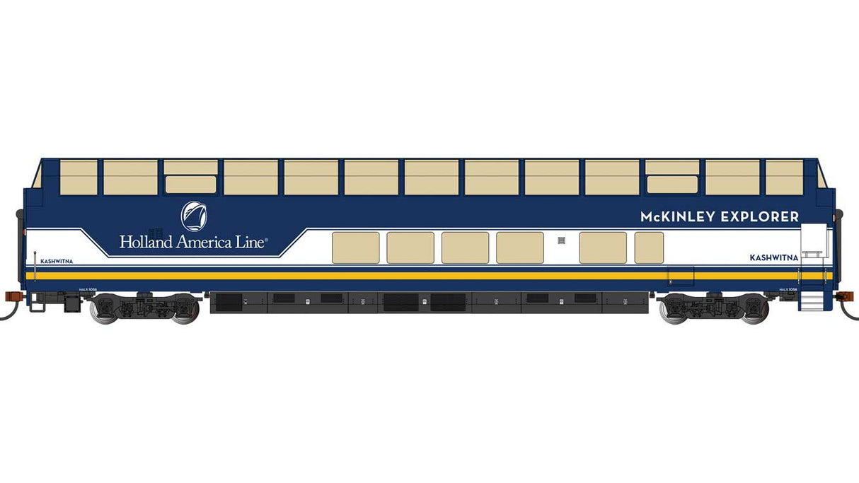 Bachmann HO Colorado Railcar 85' Full-Length Dome Lighted - Ready to Run - Silver Series(R -- McKinley Explorer #1058 Kashwitna