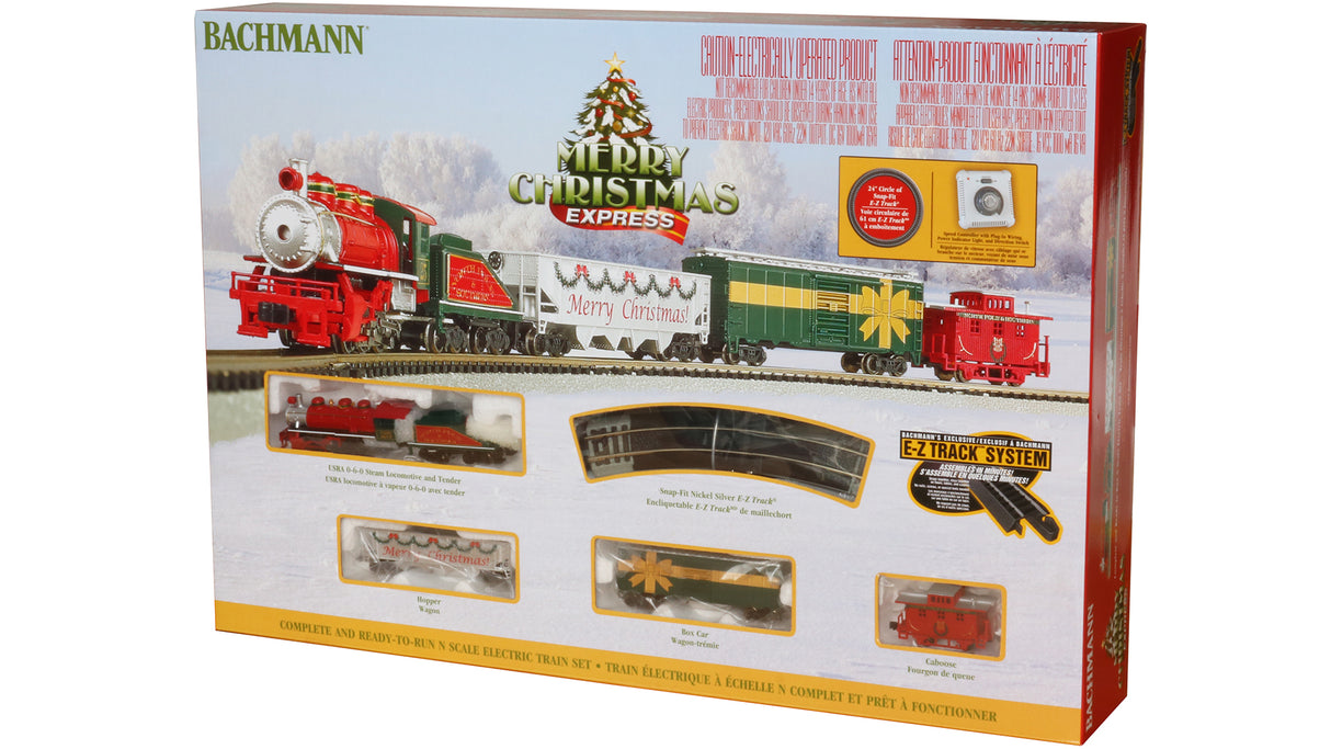 Bachmann Trains Merry Christmas Express -- USRA 0-6-0, 3 Cars, E-Z Track(R) Circle, Power Pack and Instructions - BAC24027