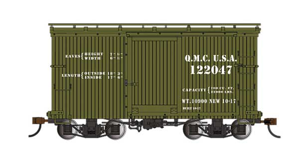 Bachmann Trains 18' Wood Boxcar with Murphy Roof 2-Pack - Ready to Run - Spectrum(R) -- U.S. Quartermaster 122047, 122105 (olive) - BAC26556