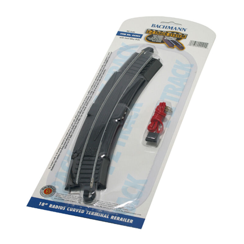 Bachmann Trains HO Curved Track w/Steel Rail & Black Roadbed - E-Z Track(R) -- 18" Radius Curve w/Rerailer & Terminals - BAC44402