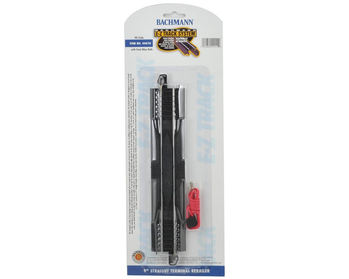 Bachmann Trains HO Straight Track w/Steel Rail & Black Roadbed - E-Z Track(R) -- 9" 22.9cm Terminal Rerailer - BAC44410