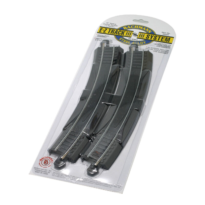 Bachmann Trains HO Curved Track w/Steel Rail & Black Roadbed - E-Z Track(R) -- 18" Radius Rerailer pkg(2) - BAC44429