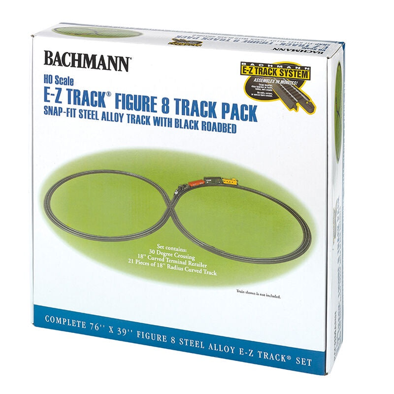 Bachmann Trains HO Figure-8 Track Pack - E-Z Track(R) -- With Steel Rail & Black Roadbed - BAC44487