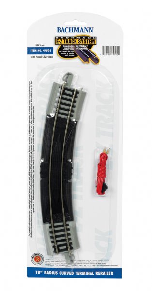 Bachmann Trains HO Curved Track w/ Nickel Silver Rail & Gray Roadbed - E-Z Track(R) -- 18" 45.7cm Radius Terminal Rerailer - BAC44502