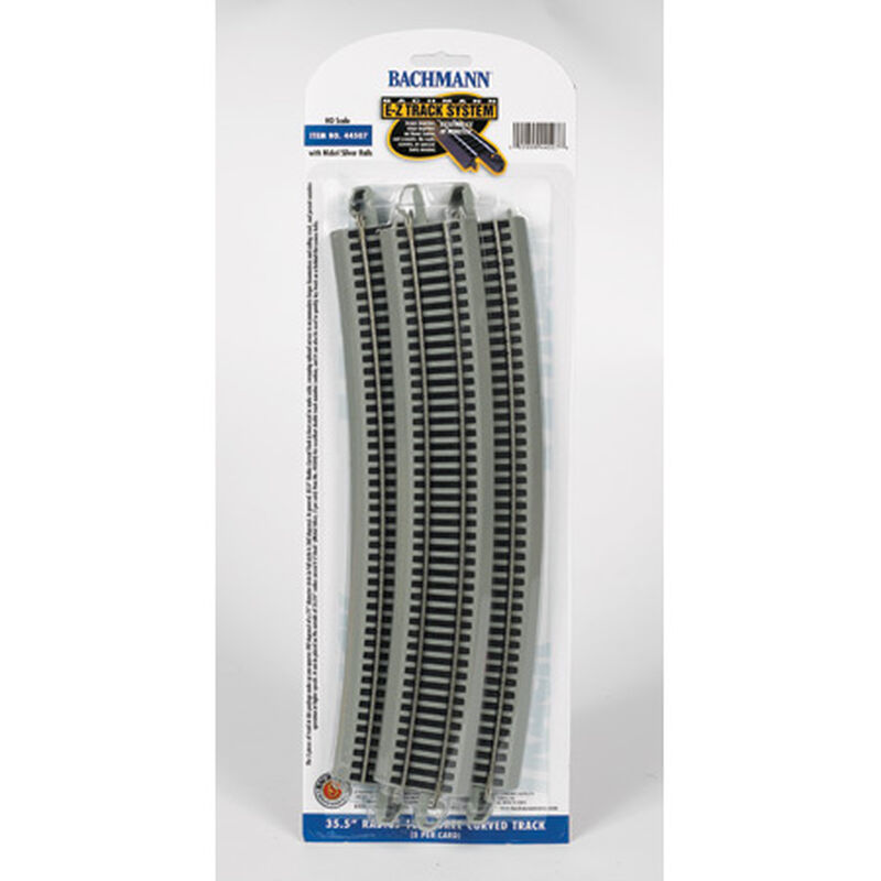 Bachmann Trains HO Curved Track w/Nickel Silver Rail & Gray Roadbed - E-Z Track(R) -- 35-1/2" Radius 18-Degree Curve pkg(5) - BAC44507