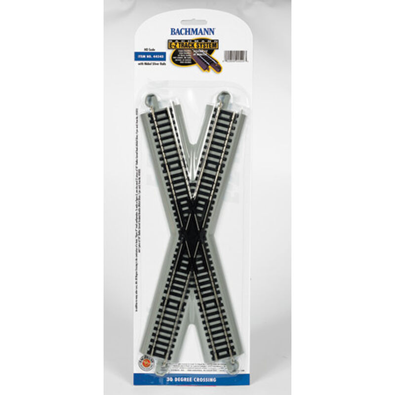 Bachmann Trains HO Crossing w/Nickel Silver Rail & Gray Roadbed - E-Z Track(R) -- 30 Degree - BAC44540