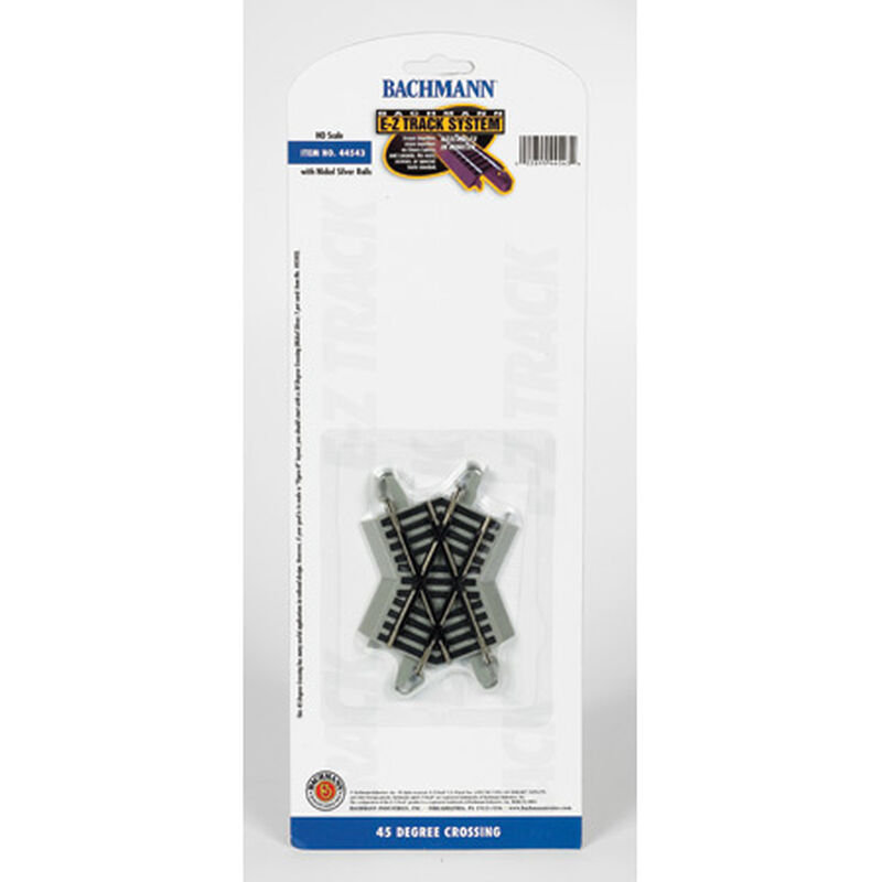 Bachmann Trains HO Crossing w/Nickel Silver Rail & Gray Roadbed - E-Z Track(R) -- 45-Degree - BAC44543