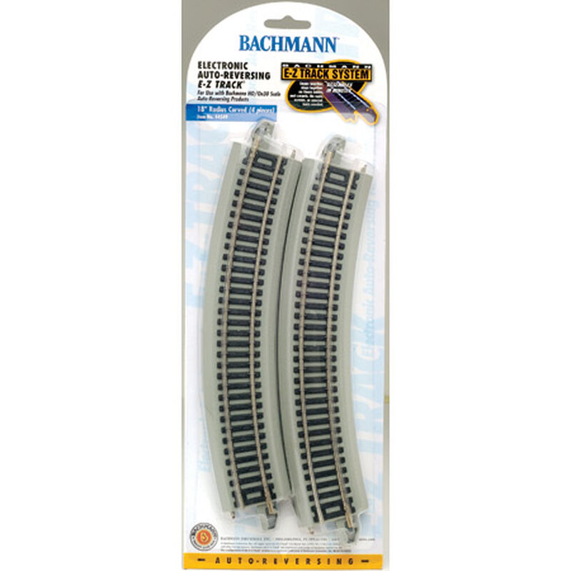 Bachmann Trains HO Reversing System - E-Z Track(R) -- 18" Radius Curved w/Nickel Silver Rail & Gray Roadbed pkg(4) - BAC44549