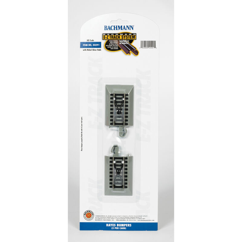 Bachmann Trains HO Hayes Wheel Stop w/Nickel Silver Rail & Gray Roadbed - E-Z Track(R) -- pkg(2)