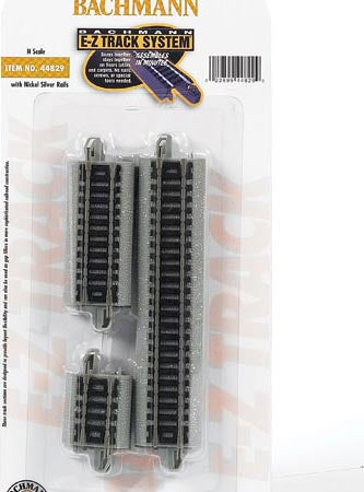 Bachmann Trains N Straight Track w/Nickel Silver Rail & Gray Roadbed - E-Z Track(R) -- Assorted Short Sections pkg(6) - BAC44829