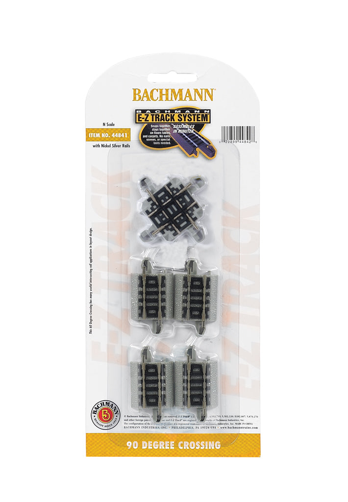Bachmann Trains N Crossing w/Nickel Silver Rail & Gray Roadbed - E-Z Track(R) -- 90 Degree - BAC44841
