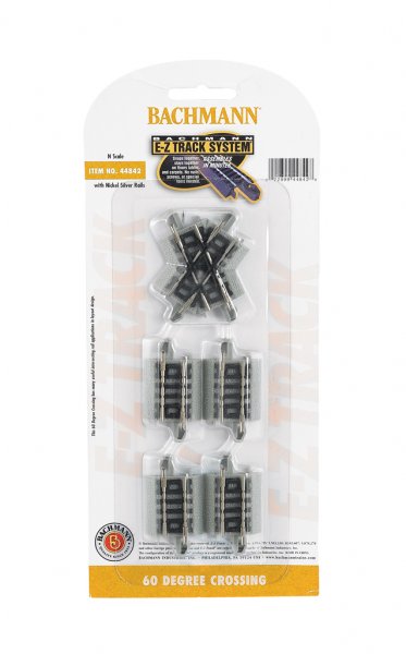 Bachmann Trains N Crossing w/Nickel Silver Rail & Gray Roadbed - E-Z Track(R) -- 60 Degree - BAC44842
