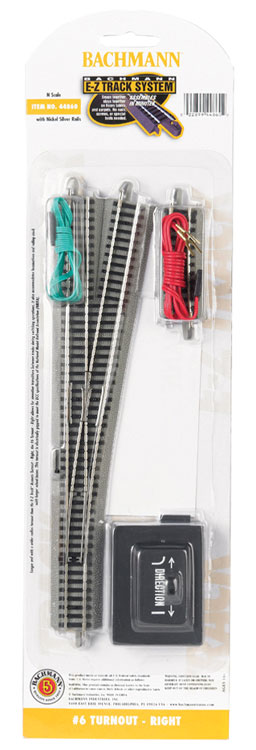 Bachmann Trains N E-Z Track(R) w/Nickel Silver Rail & Gray Roadbed -- #6 Turnout Right - BAC44860