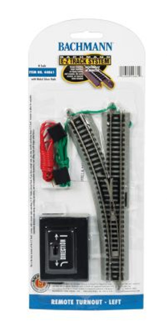 Bachmann Trains N Remote Turnout w/Nickel Silver Rail & Gray Roadbed - E-Z Track(R) -- Left Hand - 11.25" (28.6 cm) Radius - BAC44861