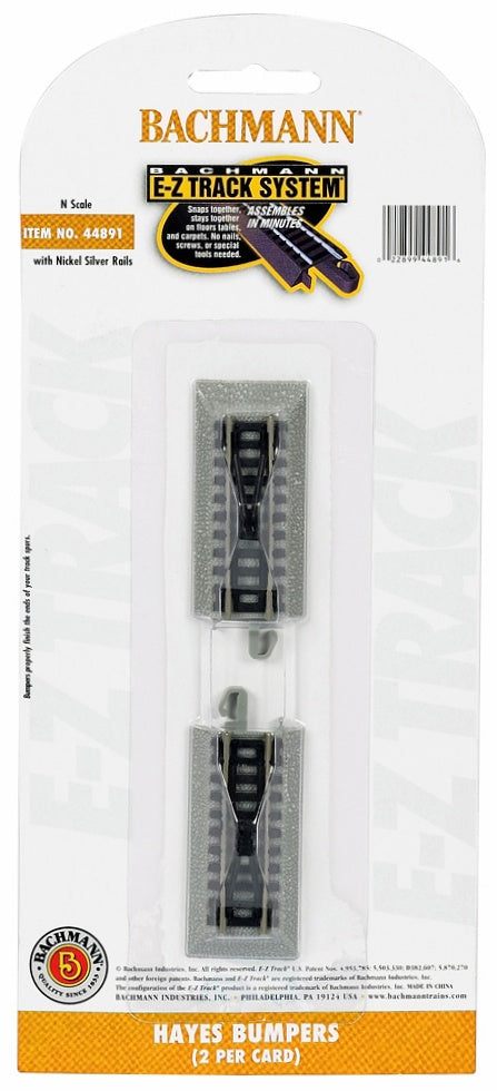 Bachmann Trains N Hayes Bumper - E-Z Track(R) -- Nickel-Silver Rail & Gray Roadbed pkg(2) - BAC44891
