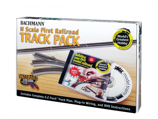 Bachmann Trains N First Railroad Track Pack - E-Z Track(R) -- Nickel Silver Rail & Gray Roadbed - BAC44896
