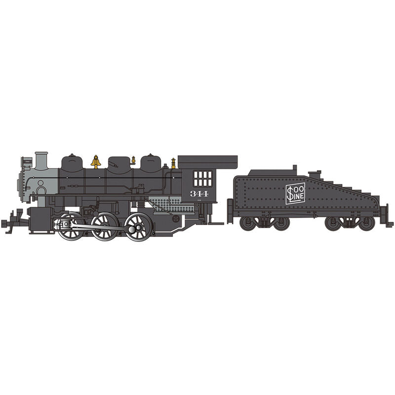 Bachmann Trains HO USRA 0-6-0 Switcher w/Slope-Back Tender - Standard DC -- Soo Line #344 (black, graphite) - BAC50608