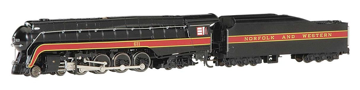 Bachmann N Scale Class J 4-8-4 - Econami(TM) Sound and DCC -- Norfolk & Western 611 (black, maroon)