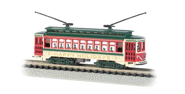 Bachmann Trains N Brill Trolley - Standard DC -- Christmas ("Happy Holidays") - BAC61085