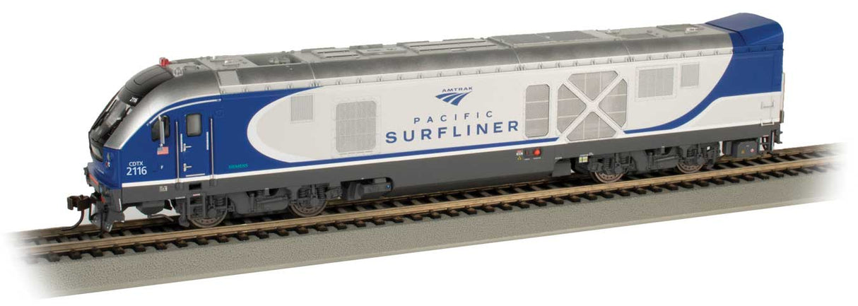 Bachmann N Scale Siemens SC-44 Charger - Sound and DCC -- Amtrak Pacific Surfliner 2116 (silver, blue) - BAC67953