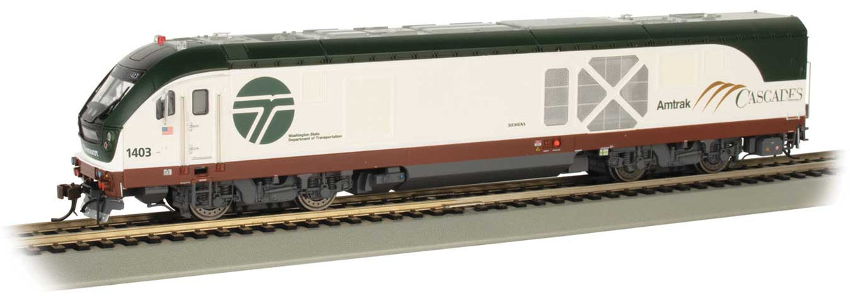 Bachmann N Scale Siemens SC-44 Charger - Sound and DCC -- Amtrak Cascades 1403 (Washington DOT, white, green, copper) - BAC67954