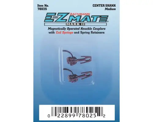 Bachmann Trains E-Z Mate Mark II Couplers w/Metal Coil Spring -- Medium Center Shank - BAC78025