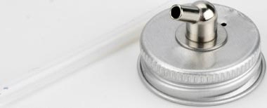 Badger Airbrush 33mm Metal Jar Adaptor for 350 and Paasche Model H, incl. Gasket & 2" Siphon Tube, fits 50-0052 (3/4oz.) & 50-0053 (2oz.) Jars - BAD50308M