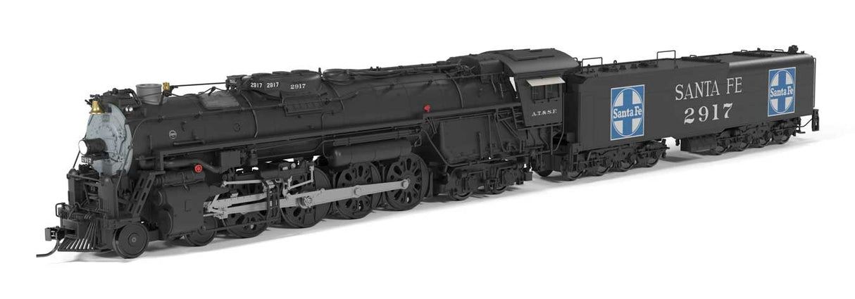 Broadway Limited 10116 HO Class 2900 4-8-4 - Sound, Smoke & DCC - Brass-Hybrid Paragon4(TM) -- Santa Fe #2917 (Fantasy Scheme, black, graphite, blue, Large Logos)
