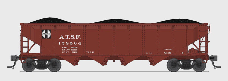 Broadway Limited N ARA 70-ton 4-Bay Hopper Santa Fe (ATSF) Oxide Red w/ White 6-pack A