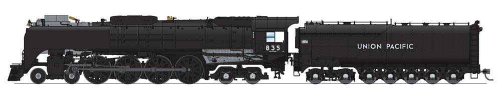 Broadway Limited Class FEF-3 4-8-4 - Sound and DCC - Paragon4 -- Union Pacific 835 (black, graphite) - BLI6642