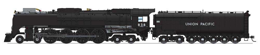 Broadway Limited Class FEF-3 4-8-4 - Sound and DCC - Paragon4 -- Union Pacific 838 (black, graphite) - BLI6643