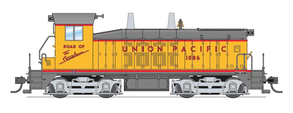 Broadway Limited EMD NW2 - Sound and DCC - Paragon4(TM) -- Union Pacific 1086 (Armour Yellow, gray, red, silver trucks) - BLI6734