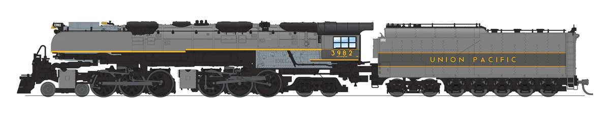 Broadway Limited N 4-6-6-4 Challenger Late Version - Sound, DCC and Smoke - Paragon4(TM) -- Union Pacific #3982 (Oil Tender, Smoke Deflectors, black, graphite)