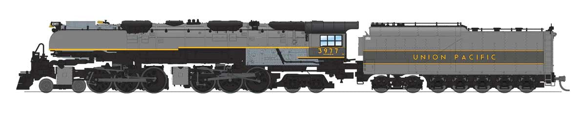 Broadway Limited N 4-6-6-4 Challenger Late Version - Sound, DCC and Smoke - Paragon4(TM) -- Union Pacific #3977 (Museum, Oil Tender, Smoke Deflectors, 2-Tone Gray)