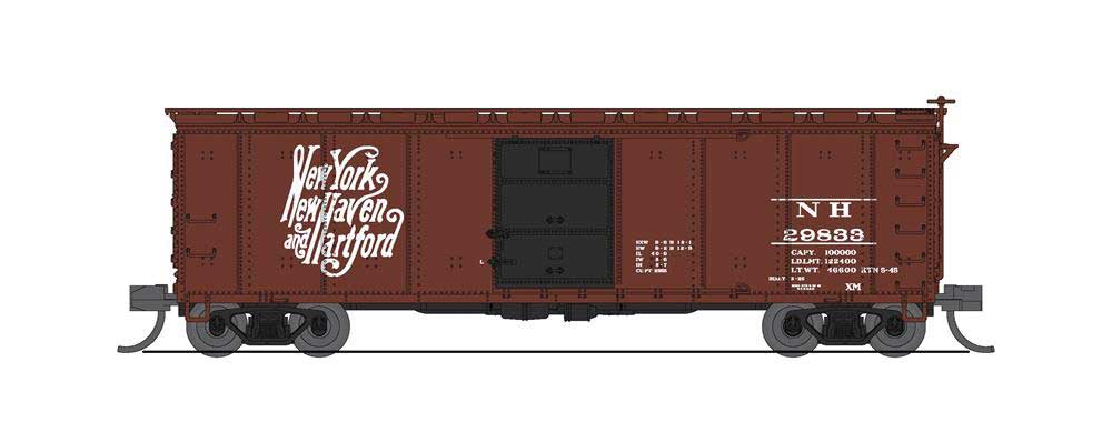 Broadway Limited USRA 40' Steel Boxcar 2-Pack - Ready to Run -- New Haven (Boxcar Red, black, Script Lettering) - BLI7279