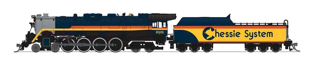 Broadway Limited N-Scale RDG Class T-1 4-8-4 - Sound and DCC - Paragon4(TM) -- Chessie System #2101 (Chessie Steam Special, black, yellow)