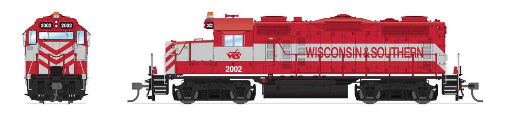 Broadway Limited EMD GP20 - Sound and DCC - Paragon4(TM) -- Wisconsin & Southern #2002 (red, gray) - BLI7470