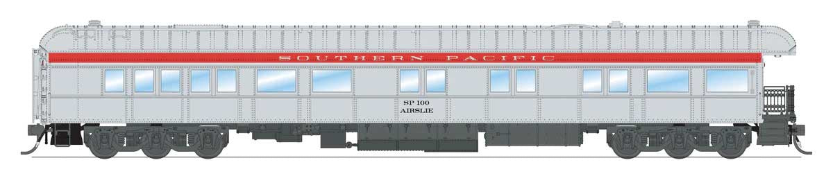 Broadway Limited HO Heavyweight Business Car Observation - Ready to Run -- Southern Pacific #100 "Airslie" (silver, red)