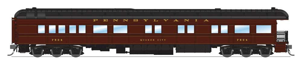 Broadway Limited HO PRR Class Z74D Business Observation Car - Ready to Run -- Pennsylvania Railroad #7504 "Quaker City" (Late 1940s)