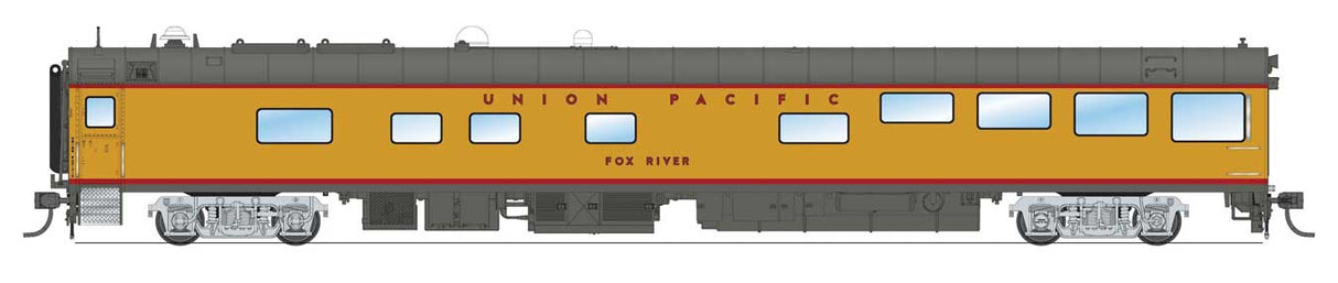 Broadway Limited HO Track Inspection Theater Car - Ready to Run -- Union Pacific Fox River (1995-2006 Scheme, Armour Yellow, gray, red)