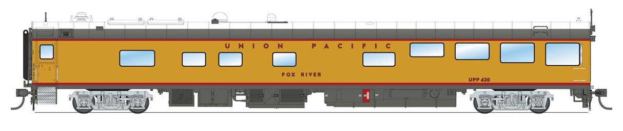 Broadway Limited HO Track Inspection Theater Car - Ready to Run -- Union Pacific Fox River (2006-2020s Scheme, Armour Yellow, gray, red)