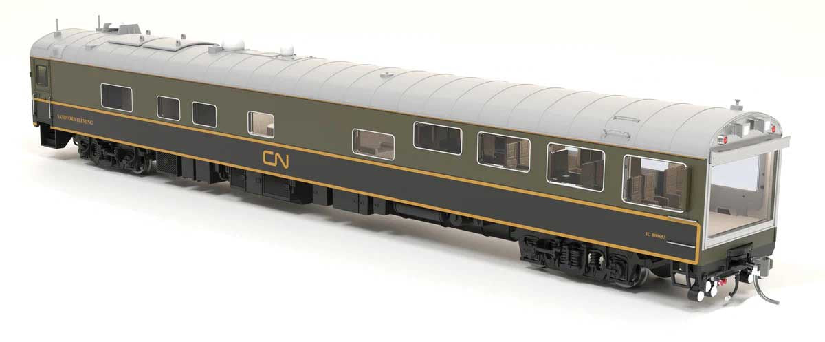 Broadway Limited HO Track Inspection Theater Car - Ready to Run -- Canadian National IC #800653 Sandford Fleming (green, black, yellow)