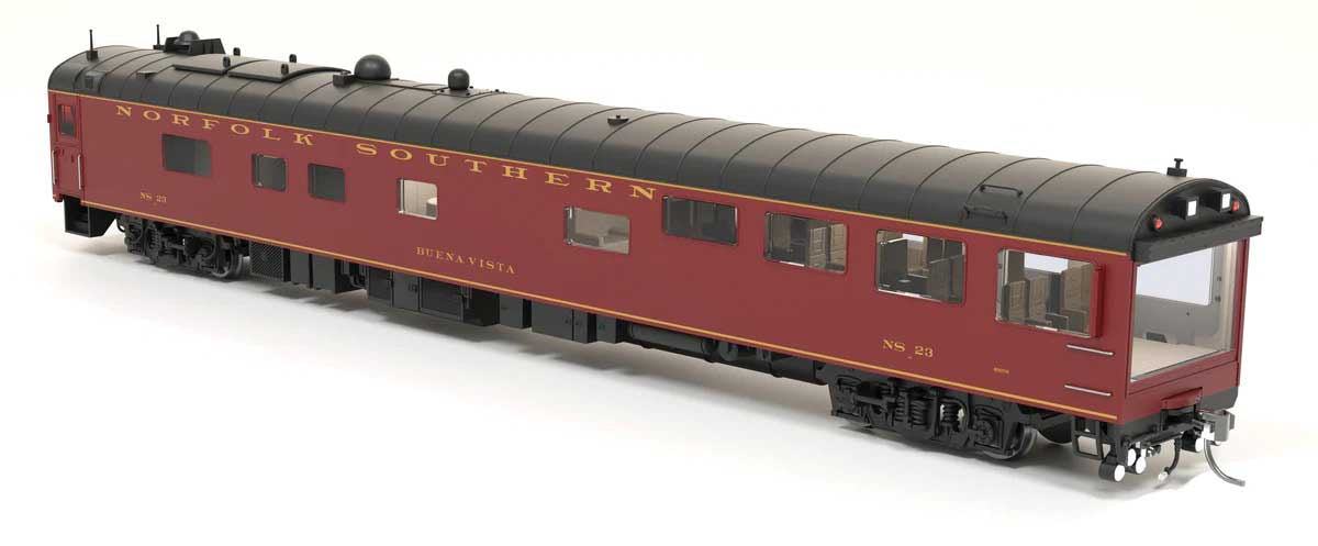 Broadway Limited HO Track Inspection Theater Car - Ready to Run -- Norfolk Southern #NS 23 (maroon, black)