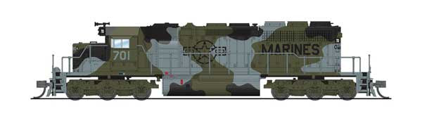 Broadway Limited N EMD SD40-2 Low Nose - Sound and DCC - Paragon4 -- US Marine Corps #701 (camouflage, green, gray)