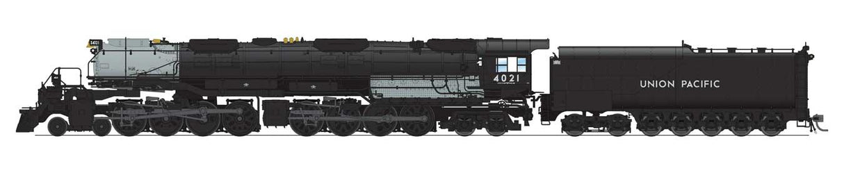 Broadway Limited HO 4-8-8-4 Big Boy 1944 Wilson Aftercooler, 25-C-400 Tendr - Sound & DCC - Para -- Union Pacific #4021 (black, graphite)