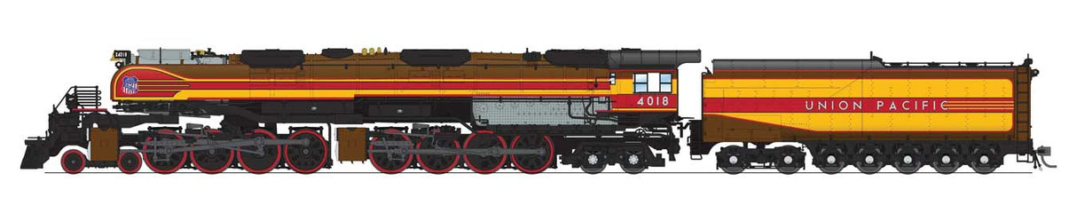 Broadway Limited HO 4-8-8-4 Big Boy - Sound & DCC - Paragon4 -- Union Pacific #4018 (Fantasy 49er Scheme, yellow, red, brown)