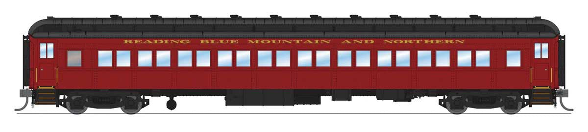 Broadway Limited HO 80' PRR P70 Coach - Ready to Run -- Reading, Blue Mountain & Northern (Tuscan, black)