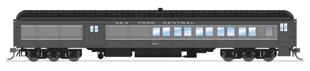 Broadway Limited HO Heavyweight Coach-Baggage-Combine - Ready to Run -- New York Central #254 (2-Tone Gray)